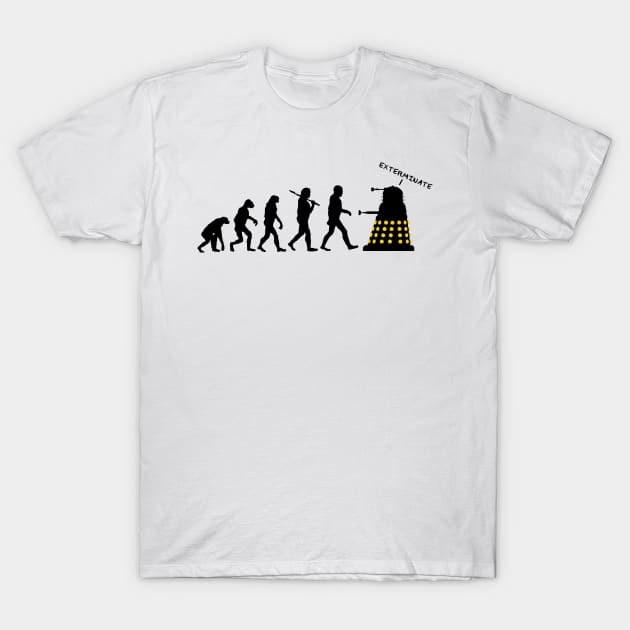 Dalek Destroy Human Evolution Silhouette T-Shirt by AnotherOne